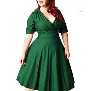 Unique Vintage 3X/20 Green Delores Swing Dress